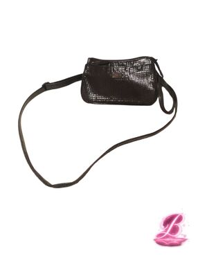 Glossy Textured Small Black Crossbody - EUC